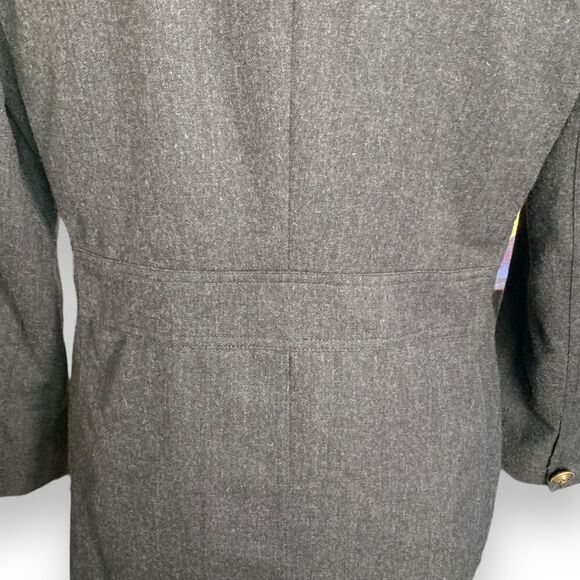 Vintage Wool Blazer Jacket Tailored Dark Gray Black Oversized Preppy Classic - Picture 4 of 12